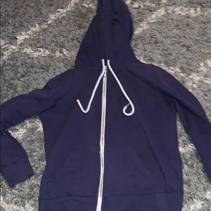 blue zip up hoodie